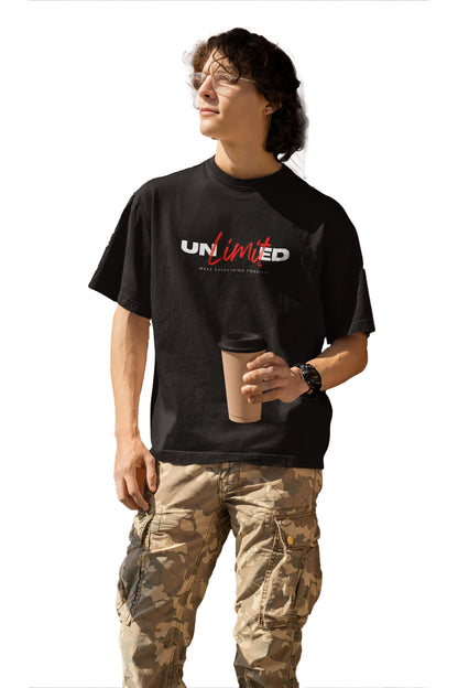 UNLIMITED - Oversized Black Cotton Tee