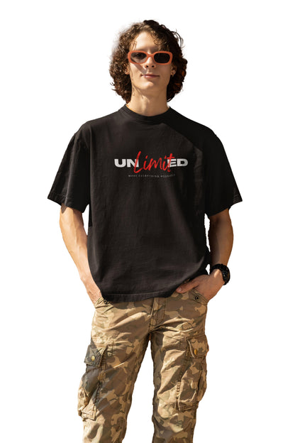 UNLIMITED - Oversized Black Cotton Tee