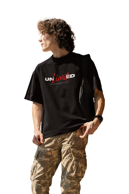 UNLIMITED - Oversized Black Cotton Tee