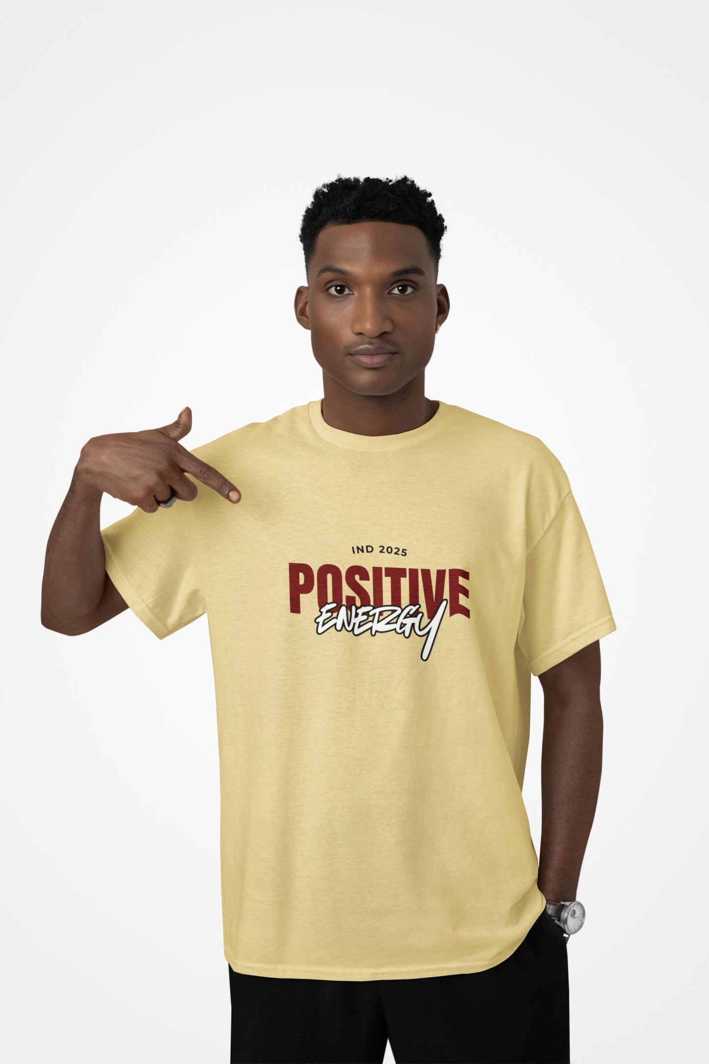 POSITIVE ENERGY - Beigh Oversized T shirt