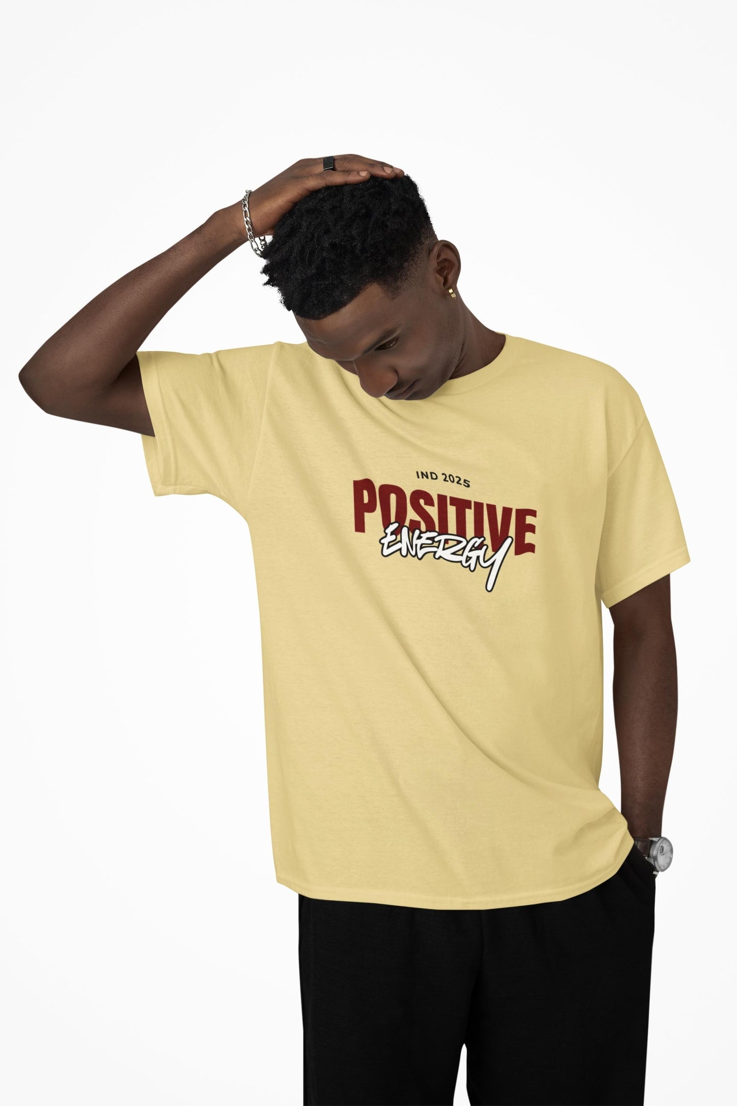 POSITIVE ENERGY - Beigh Oversized T shirt