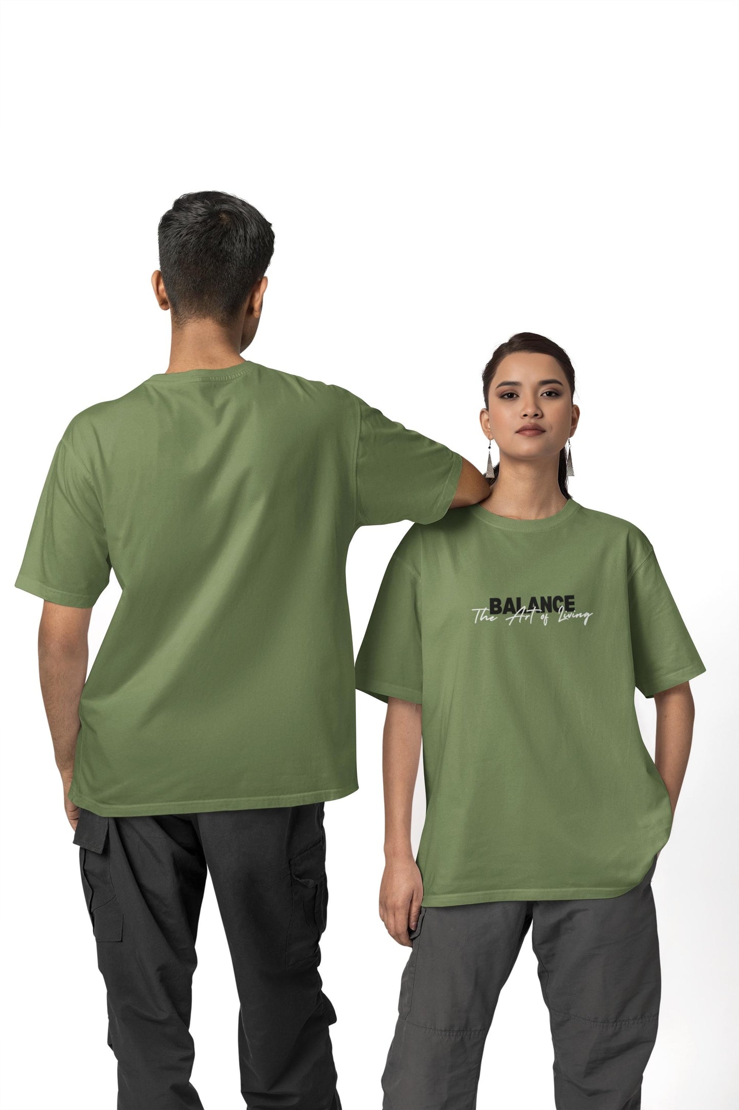 BALANCE - Oversized Olive Green T Shirt