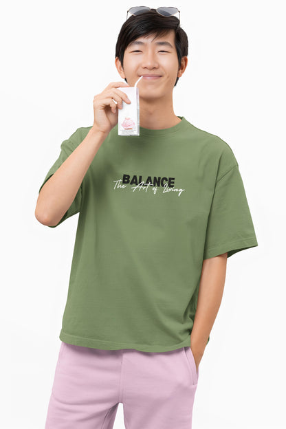 BALANCE - Oversized Olive Green T Shirt