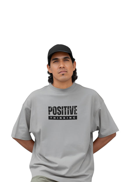 POSITIVE THINKING - Oversized Grey T shirt